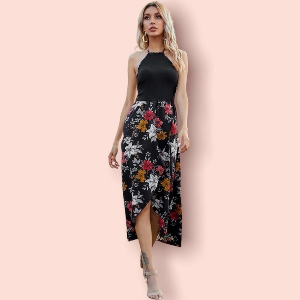 Floral Print Halter Dress